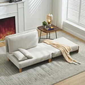 3-in-1 Foldable Sofa Bed Recliner Sleeper, Mid-Century Modern Convertible Sofa Chair with 3 Pillows, Space-Saving Design for Small Spaces, Bedroom, Study & Guest Room, Beige