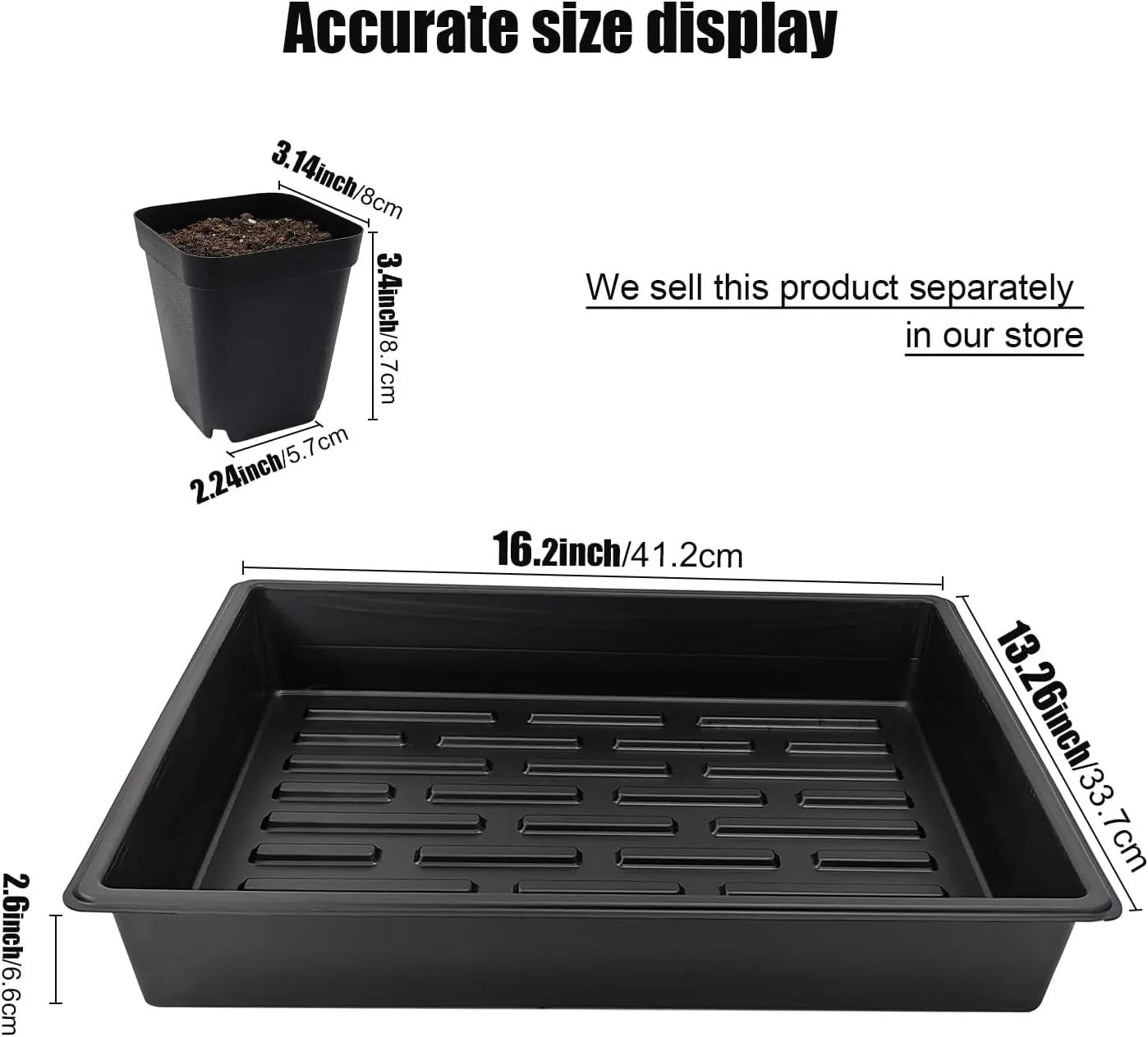 3.15 inch (8CM) Square Nursery Pots 100 pcs, Sturdy Seedlings Trays 5 Pcs, Seeds Starter Germination Tray, Microgreening Planter Nursery Propagation 5 Sets