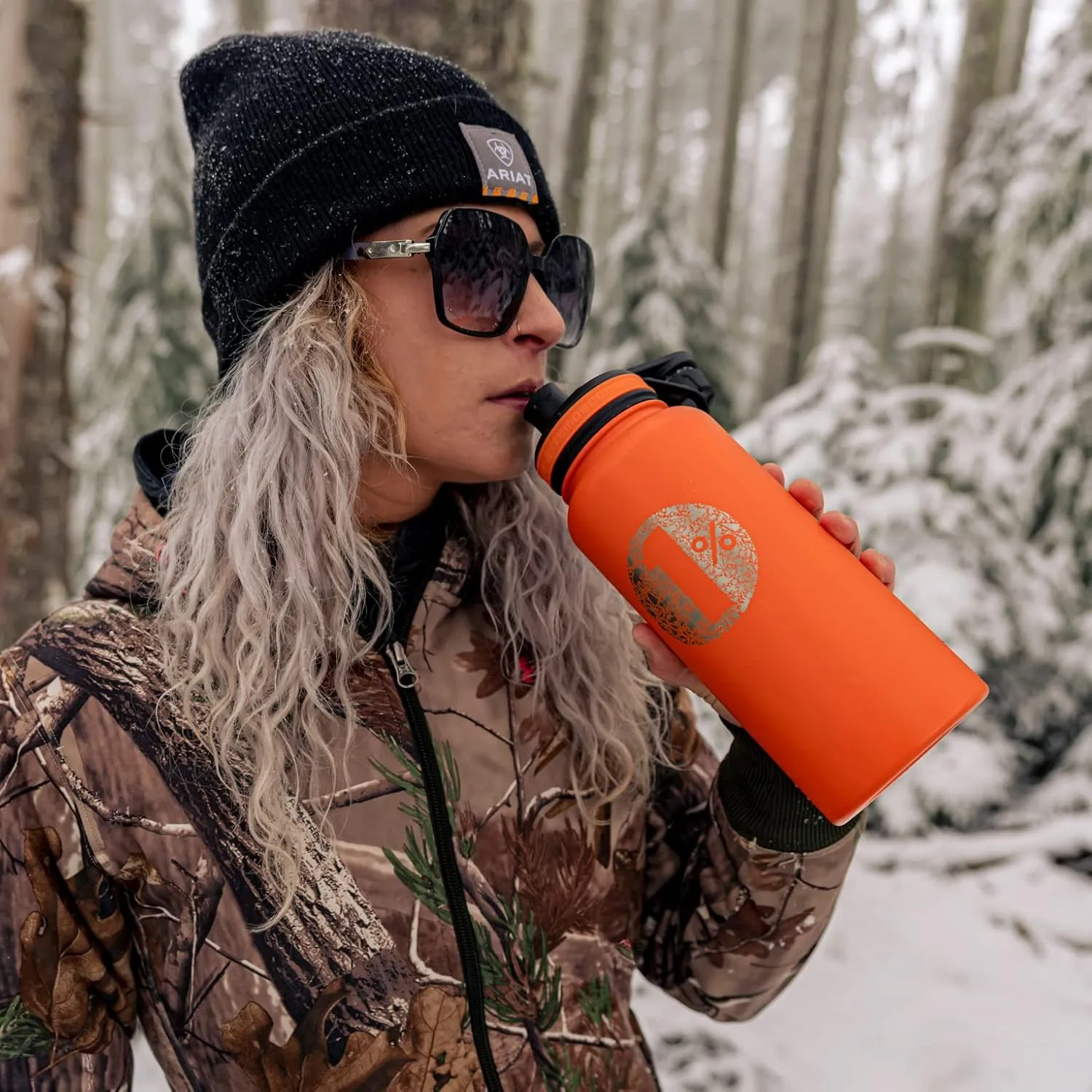 32 oz Vacuum Insulated Sport Bottle w/Laser Engraved Customization Options - Stainless Steel, Double-Walled, Wide Mouth (Black - Blank)