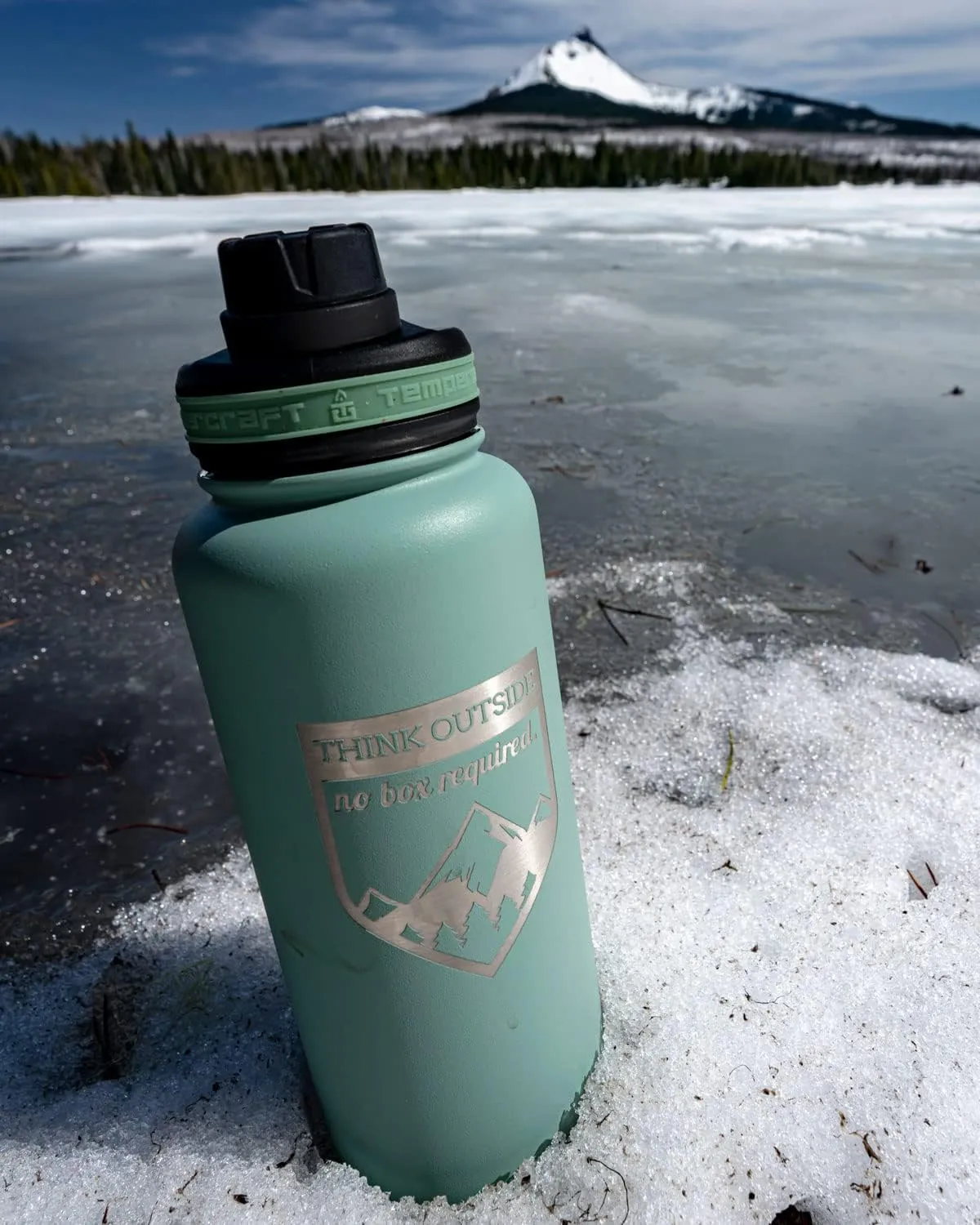32 oz Vacuum Insulated Sport Bottle w/Laser Engraved Customization Options - Stainless Steel, Double-Walled, Wide Mouth (Black - Blank)