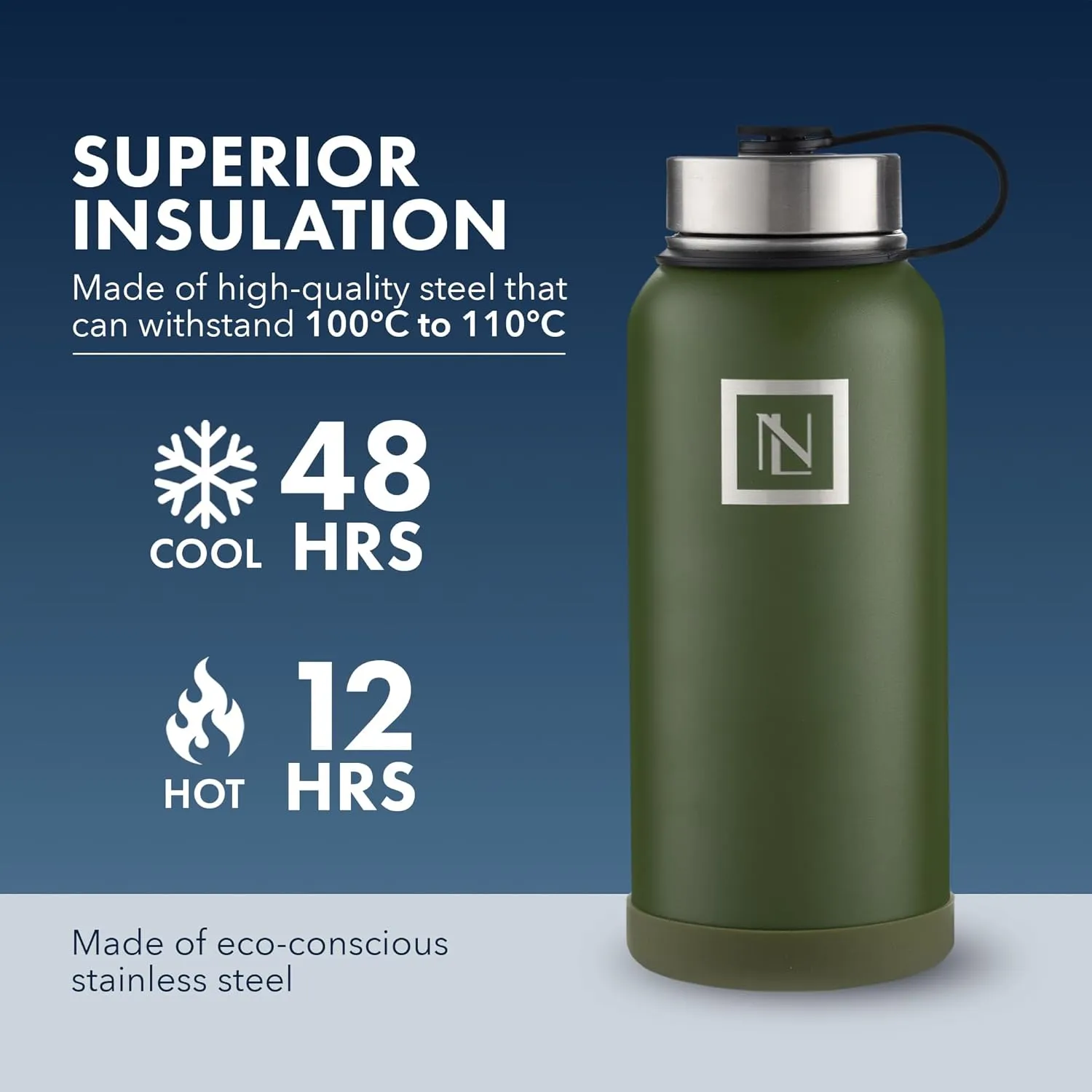 32 Oz Water Bottle With Magnetic Phone Holder Lid, Hydration Flask, Wide Mouth Stainless Steel Water Bottle With 3 Lids Straw & Spout Lid, Double Walled Insulated Thermos (Green)