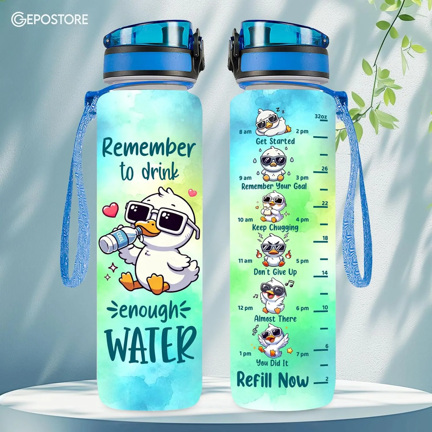 32 Oz Water Track Bottle, Remember To Drink Water Bottle, Water Bottle With Time Marker, Duck Motivational Insulated Water Bottle, Gifts For Family Friend, Birthday Gifts