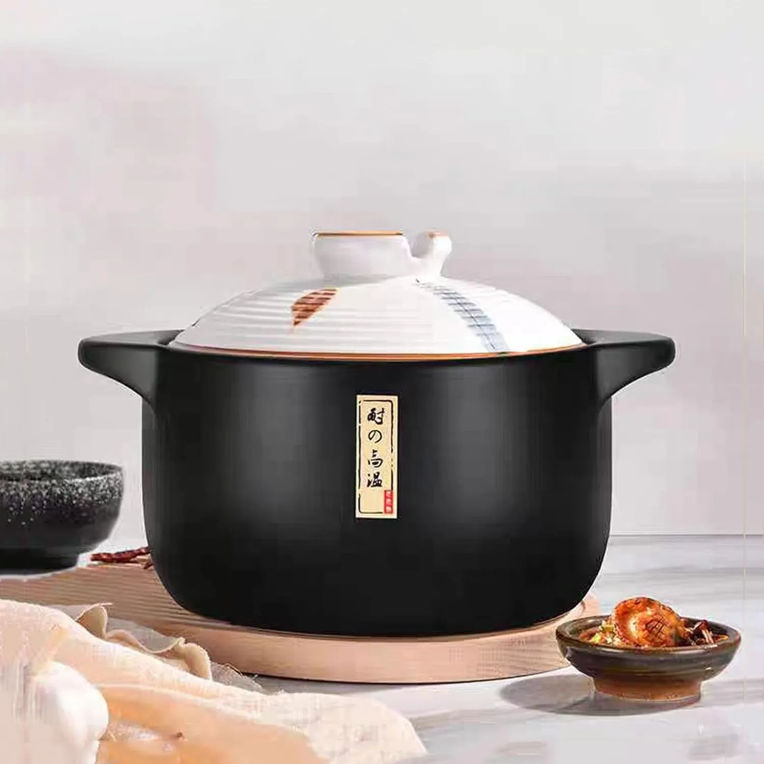 3.2 Quart Ceramic Casserole,with Lid Ceramic Pot,Heat-Resistant Round Stew Pot Soup Pot for cook bibimbap, soup, rice, stew, casserole (White3.2QT)