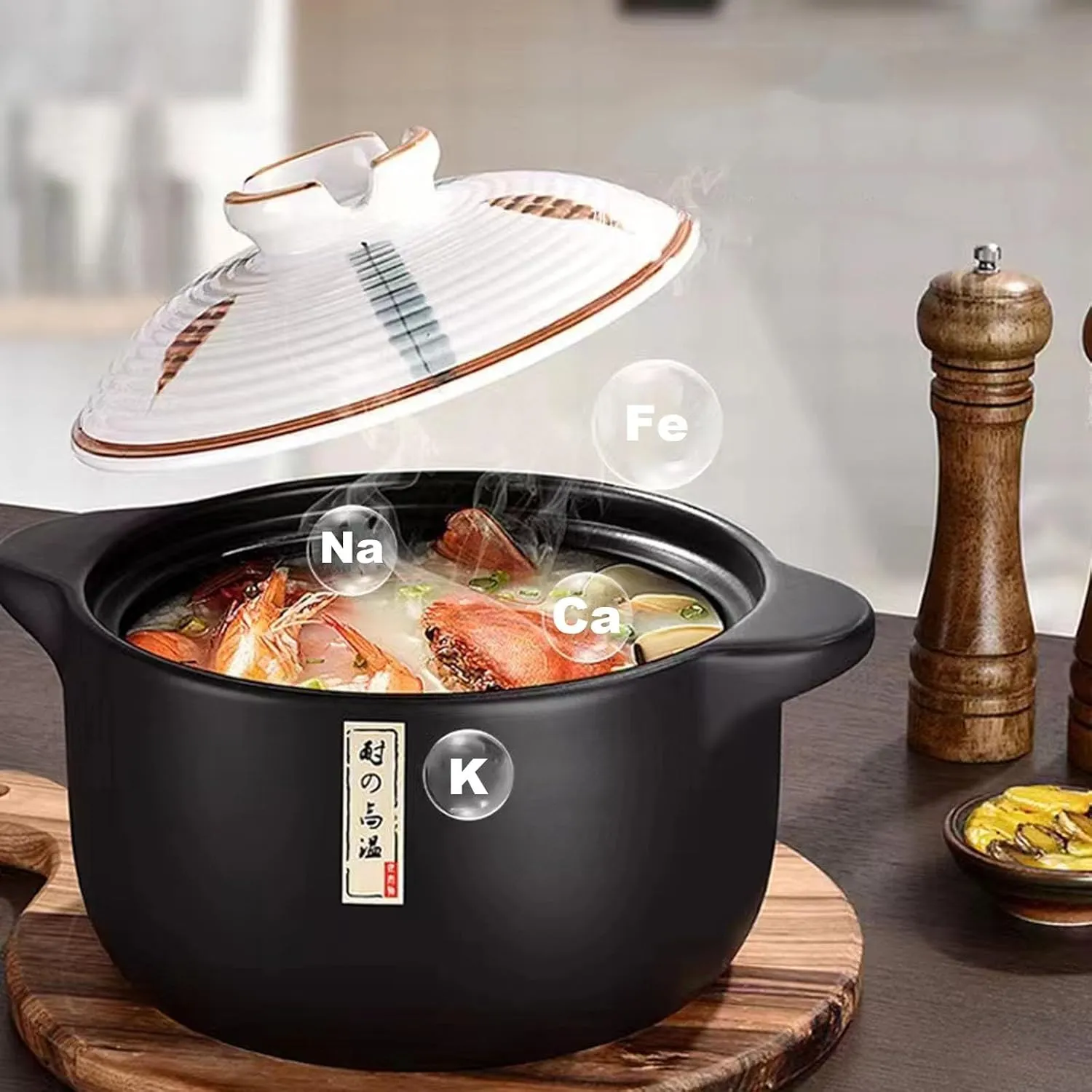 3.2 Quart Ceramic Casserole,with Lid Ceramic Pot,Heat-Resistant Round Stew Pot Soup Pot for cook bibimbap, soup, rice, stew, casserole (White3.2QT)