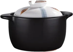 3.2 Quart Ceramic Casserole,with Lid Ceramic Pot,Heat-Resistant Round Stew Pot Soup Pot for cook bibimbap, soup, rice, stew, casserole (White3.2QT)