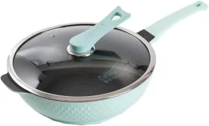 32CM Maifan Stone Wok Non-stick Frying Pan Oil-free Smoke Pot with Gas Induction Cooker Universal (Color : Pink) (Green)