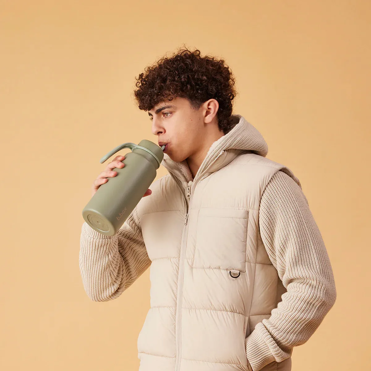 34oz insulated flip top bottle - olive