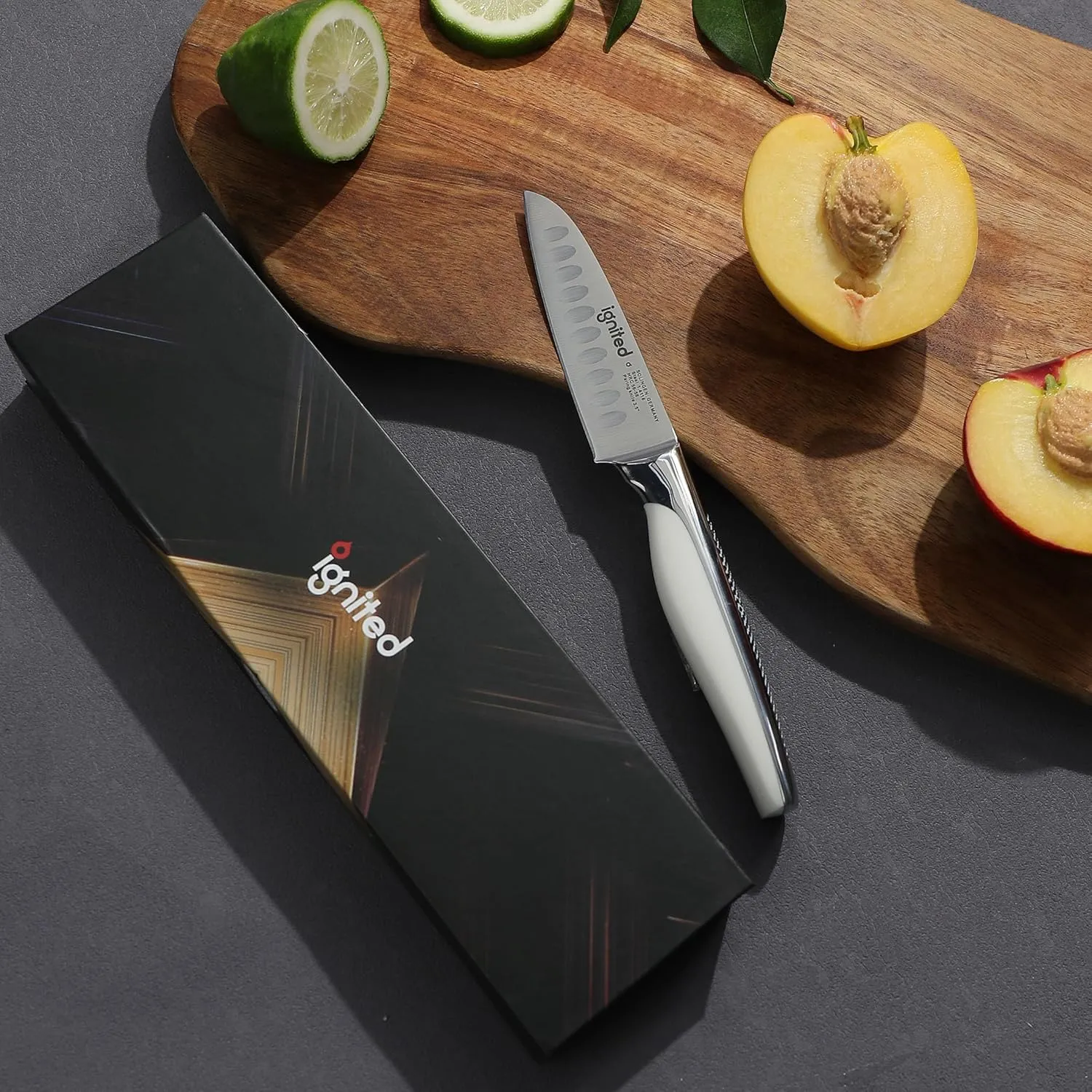 3.5 inch Paring Knife with Anti-slip Textured Handle, Hollow Edge Chef Knife, Razor Sharp Kitchen Knife with Dimples