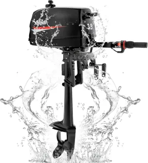 3.5HP 2 Stroke Outboard Motor, 60.4CC Gas Powered Boat Engine with CDI Ignition System, Tiller Control Professional Fishing Boat for Fishing Boats, Dinghies,Inflatable Boats