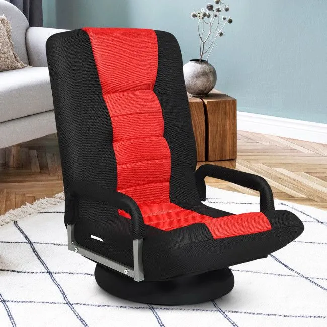360-Degree Swivel Gaming Floor Chair with Foldable Adjustable Backrest