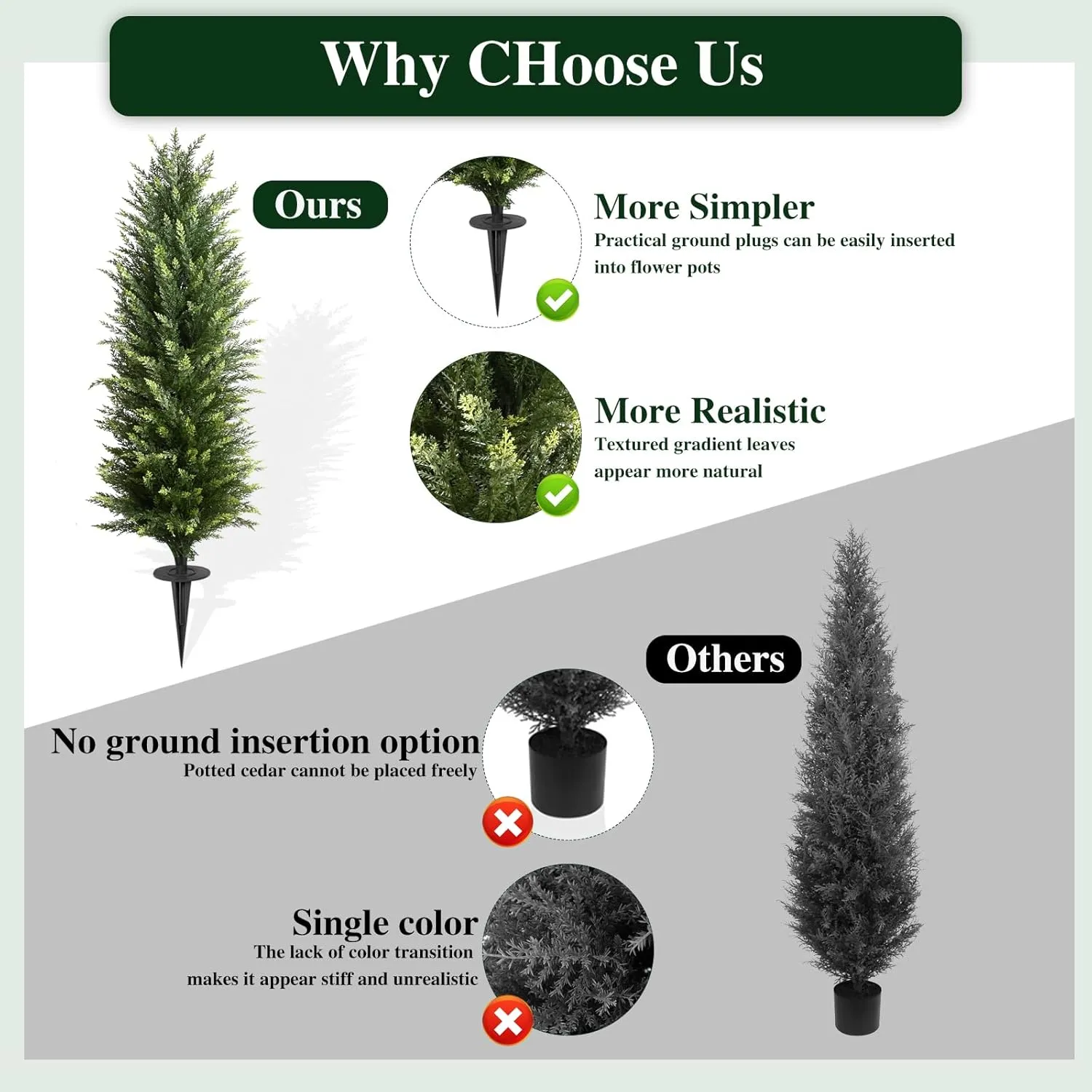 3FT Artificial Cedar Topiary Trees for Outdoors Potted Fake Cypress Trees Faux Evergreen Plants for Home Porch Decor 2 Pack