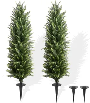 3FT Artificial Cedar Topiary Trees for Outdoors Potted Fake Cypress Trees Faux Evergreen Plants for Home Porch Decor 2 Pack