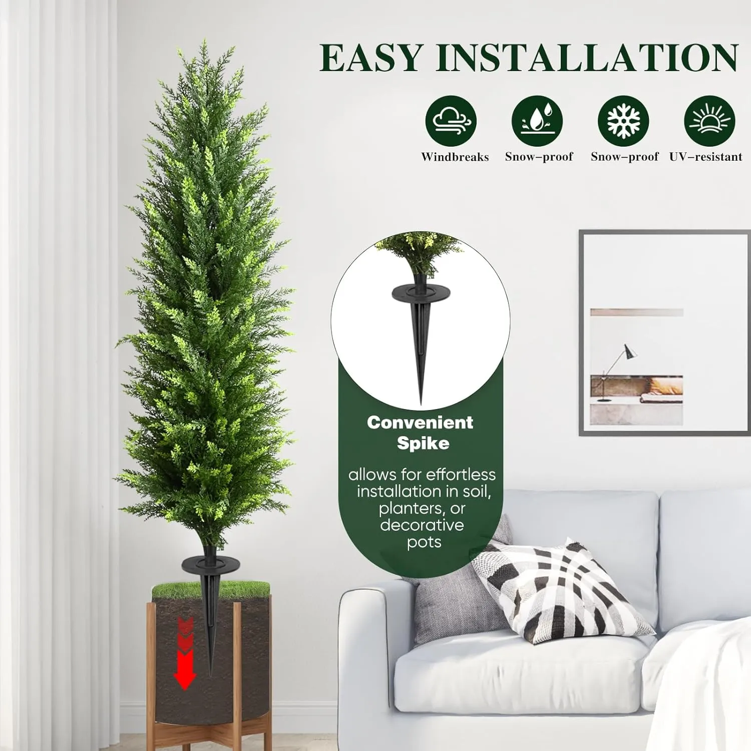 3FT Artificial Cedar Topiary Trees for Outdoors Potted Fake Cypress Trees Faux Evergreen Plants for Home Porch Decor 2 Pack