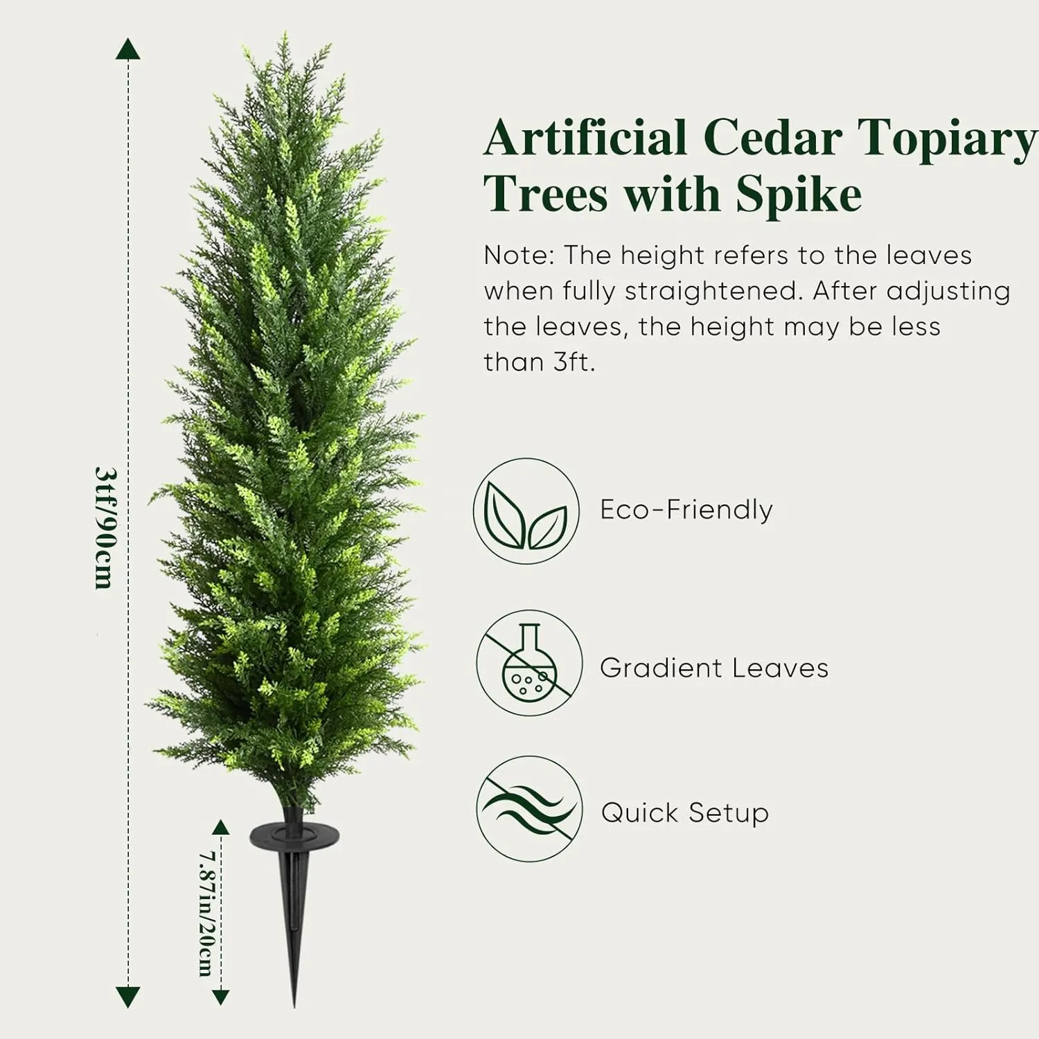 3FT Artificial Cedar Topiary Trees for Outdoors Potted Fake Cypress Trees Faux Evergreen Plants for Home Porch Decor 2 Pack