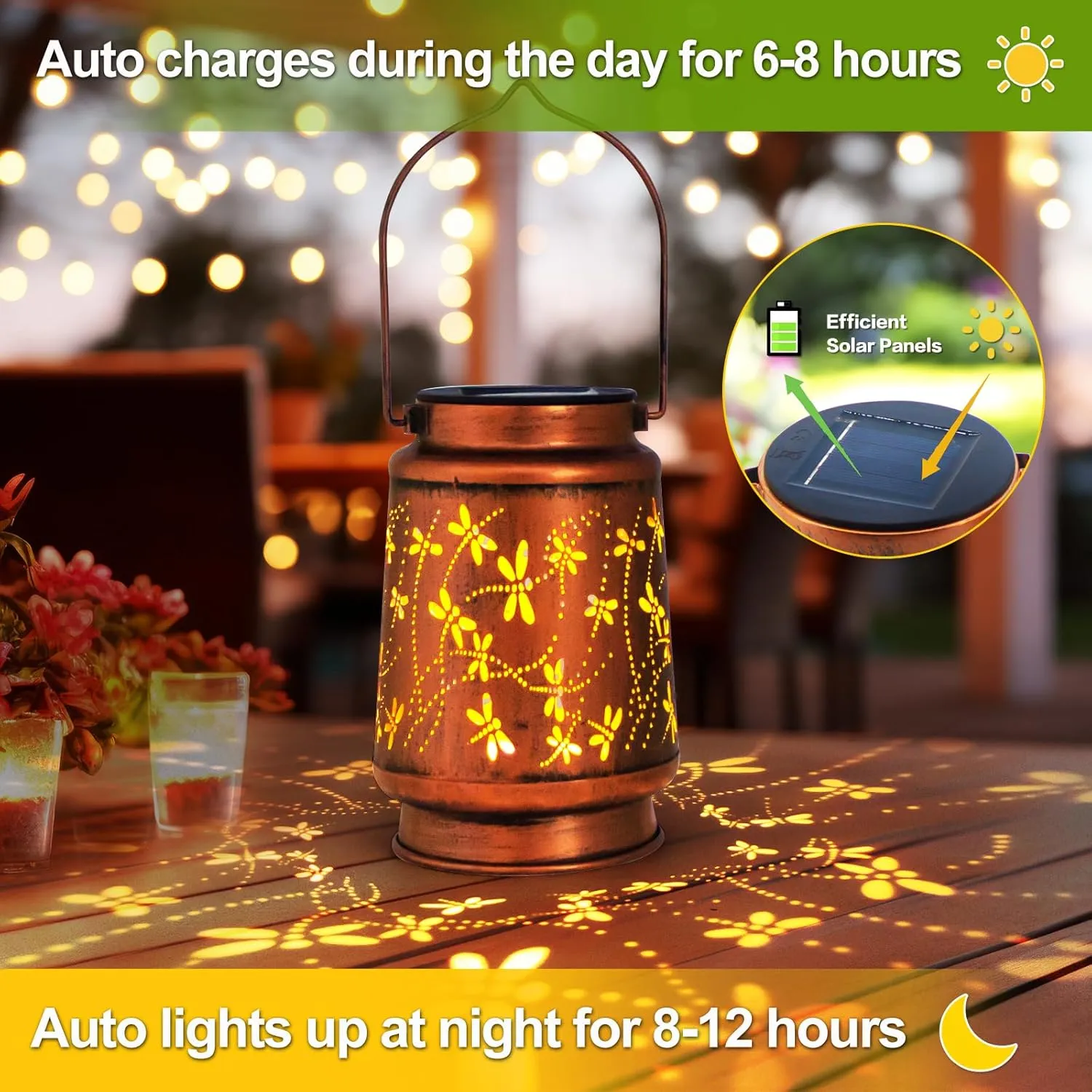 4 Pack Dragonfly Birthday Gifts for Women Mom Grandma Solar Lanterns Outdoor Waterproof Garden Decor Metal Hanging LED Decorative Light for Patio Yard Lawn Backyard Front Porch Gardening Gifts