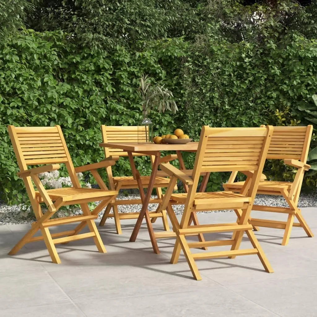 4 Pack Folding Patio Chairs Solid Teak Wood Outdoor Furniture 21.7"x24.4"x35.4" Foldable Lounge Chairs for Backyard Poolside Beach Camping