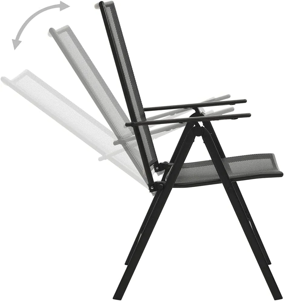 4-Pack Steel Folding Chairs with Adjustable Mesh Backrests, Anthracite Powder-Coated Patio Furniture for Outdoor Indoor Use, Weather-Resistant Dining & Lounge Chairs