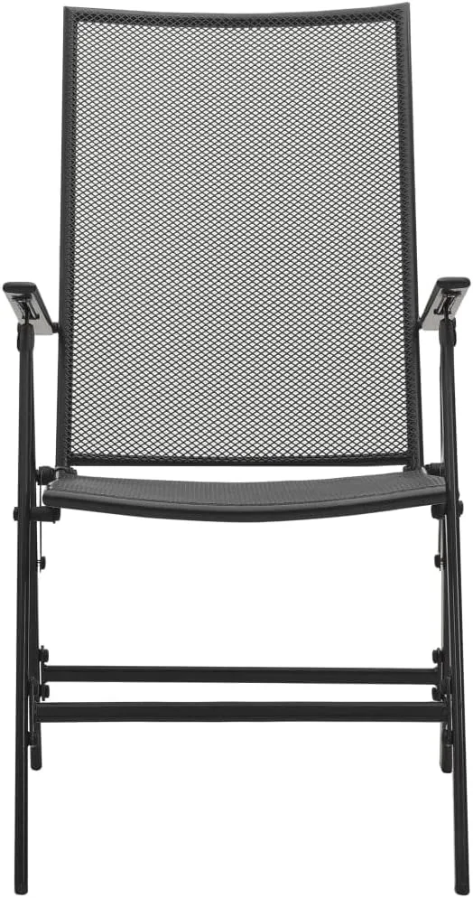 4-Pack Steel Folding Chairs with Adjustable Mesh Backrests, Anthracite Powder-Coated Patio Furniture for Outdoor Indoor Use, Weather-Resistant Dining & Lounge Chairs