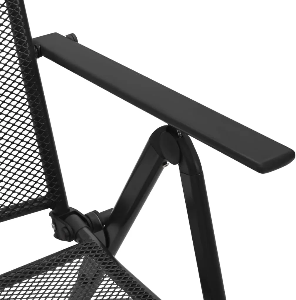 4-Pack Steel Folding Chairs with Adjustable Mesh Backrests, Anthracite Powder-Coated Patio Furniture for Outdoor Indoor Use, Weather-Resistant Dining & Lounge Chairs