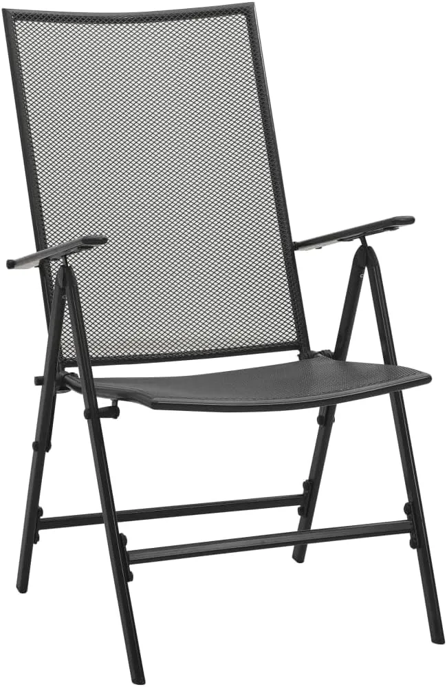 4-Pack Steel Folding Chairs with Adjustable Mesh Backrests, Anthracite Powder-Coated Patio Furniture for Outdoor Indoor Use, Weather-Resistant Dining & Lounge Chairs