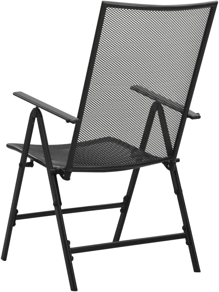 4-Pack Steel Folding Chairs with Adjustable Mesh Backrests, Anthracite Powder-Coated Patio Furniture for Outdoor Indoor Use, Weather-Resistant Dining & Lounge Chairs