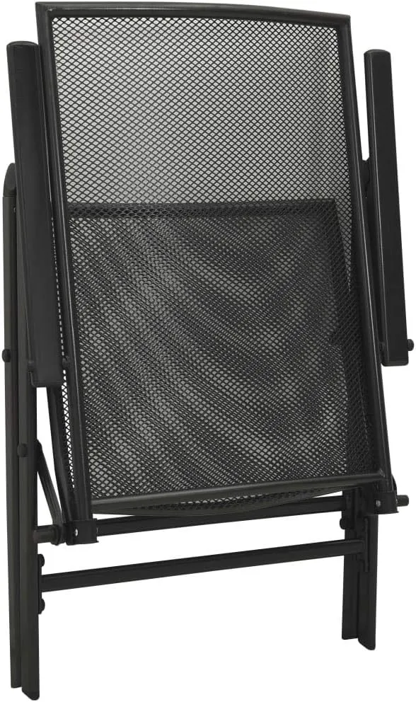 4-Pack Steel Folding Chairs with Adjustable Mesh Backrests, Anthracite Powder-Coated Patio Furniture for Outdoor Indoor Use, Weather-Resistant Dining & Lounge Chairs