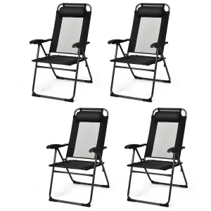4 Pcs Patio Garden Adjustable Reclining Folding Chairs with Headrest