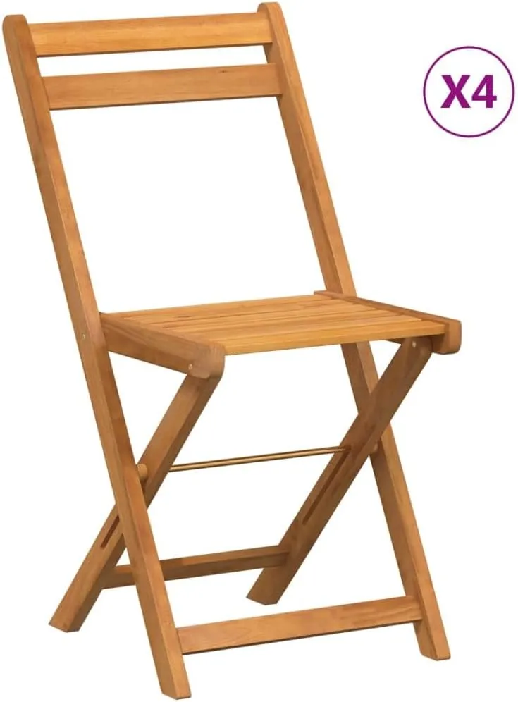 4-Piece Solid Acacia Wood Folding Bistro Chairs for Patio Outdoor Furniture, Foldable Dining Chairs with Oil Finish, 242.5lb Capacity, 31.5" Height (Set of 4)