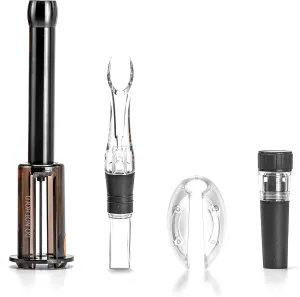 4-Piece Wine Opener Set, Air Pump Wine Bottle Opener, Wine Aerator Pourer Spout, Wine Foil Cutter, and Leakproof Vacuum Wine Stopper, Wine Gift Set for Wine Lovers, Black