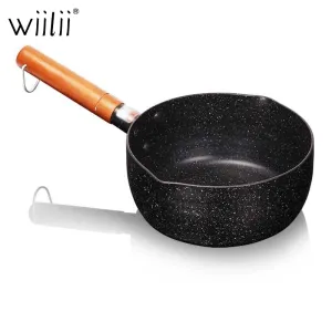 4 Size Aluminum Milk Pot Milk Pan Nonstick Saucepan Warmer With Spout And Wooden Long Handle Cooking For Soup Stew No Cover Pot