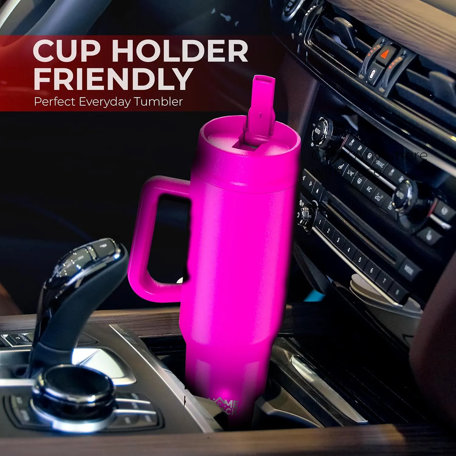 40 oz Tumbler with Handle and Foldable Straw Lid - Leakproof Insulated Stainless Steel Water Bottle - Hot & Cold Beverage Travel Mug - Reusable Iced Coffee Cup - Cupholder Friendly - Gift