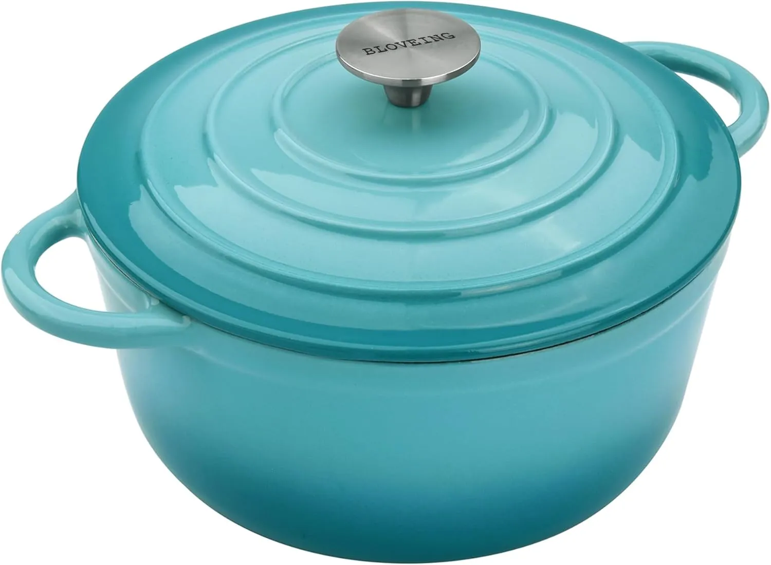 4.5 QT Enameled Cast Iron Dutch Oven with Lid Round Dutch Oven Big Dual Handles Classic Round Pot for Home Baking, Cooking, Aqua