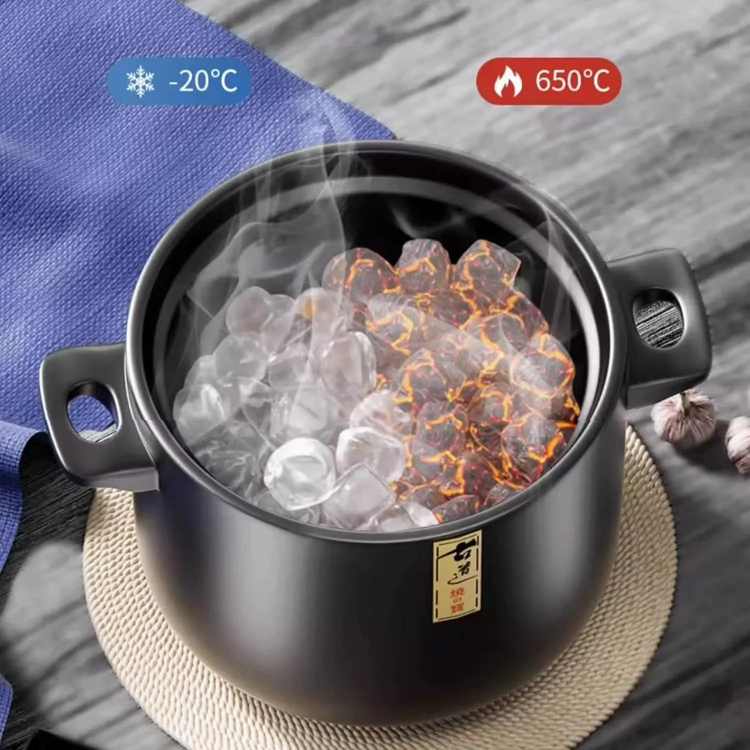 4.6 Quart Ceramic Casserole,with Lid Ceramic Pot,Heat-Resistant Round Stew Pot Soup Pot for cook bibimbap, soup, rice, stew, casserole (Blue4.6QT)