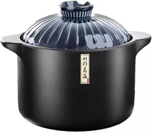 4.6 Quart Ceramic Casserole,with Lid Ceramic Pot,Heat-Resistant Round Stew Pot Soup Pot for cook bibimbap, soup, rice, stew, casserole (Blue4.6QT)