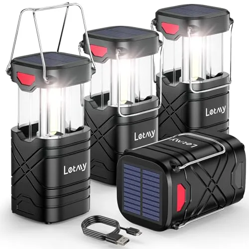 4pcs Camping Lantern,Rechargeable LED Lanterns,Solar Lantern Battery Powered