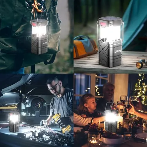 4pcs Camping Lantern,Rechargeable LED Lanterns,Solar Lantern Battery Powered