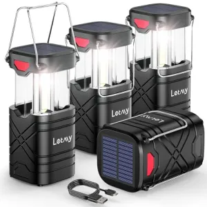 4pcs Camping Lantern,Rechargeable LED Lanterns,Solar Lantern Battery Powered