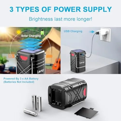 4pcs Camping Lantern,Rechargeable LED Lanterns,Solar Lantern Battery Powered