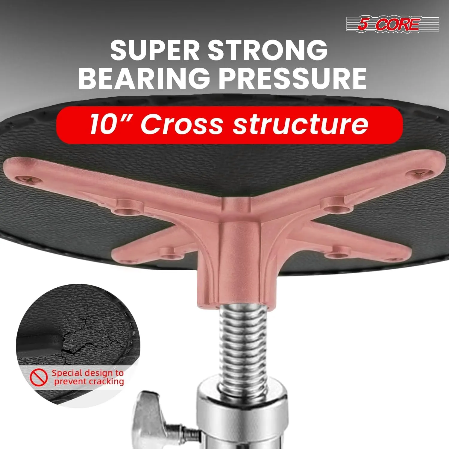 5 CORE Drum Throne 4" Thick Padded Guitar Stool Adjustable Heavy Duty Music Chair Seat Universal for Adults & Kids with Anti Slip Rubber Feet DS CH WH SDL HD