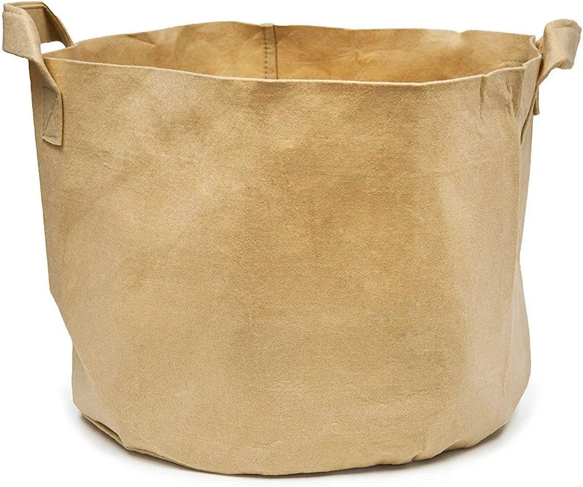 5-Pack 1-Gallon Aeration Fabric Pot/Plant Grow Bag w/Handles (260 GSM, Tan w/Black Base, 6H x 7D)