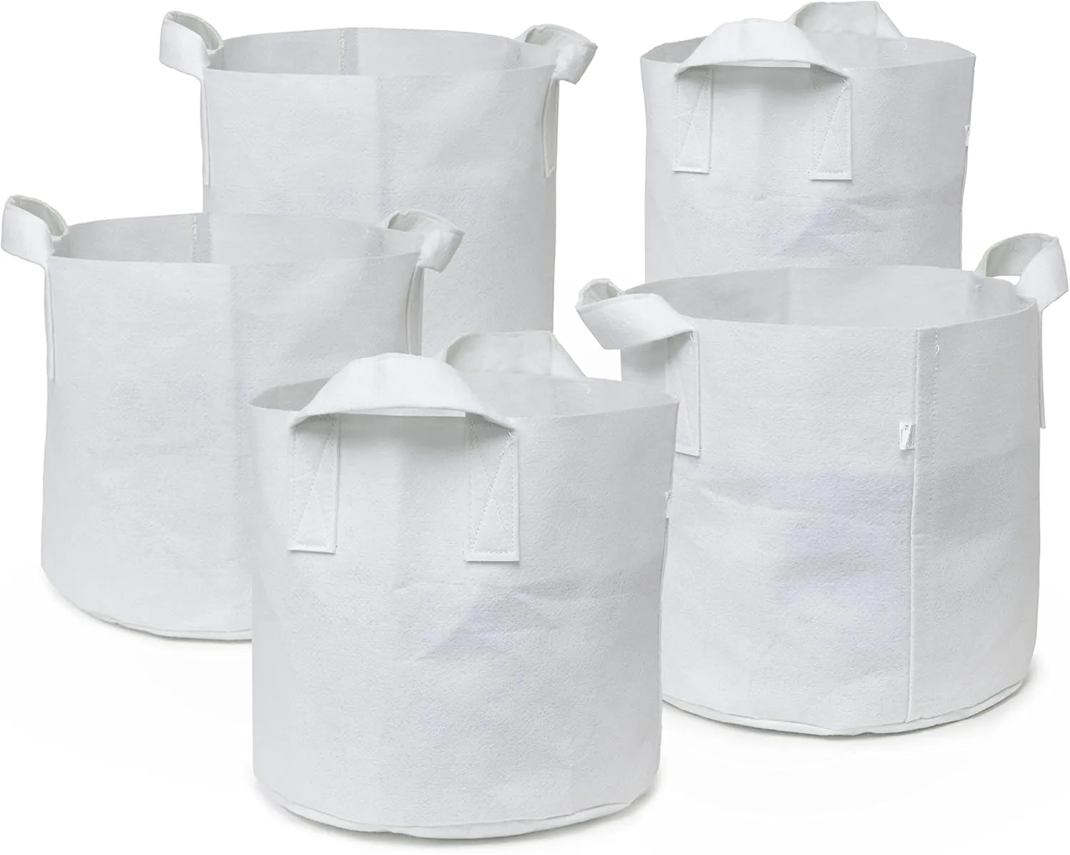 5-Pack 2-Gallon Aeration Fabric Pot/Plant Grow Bag w/Handles (260 GSM, White, 7.5H x 8.5D)
