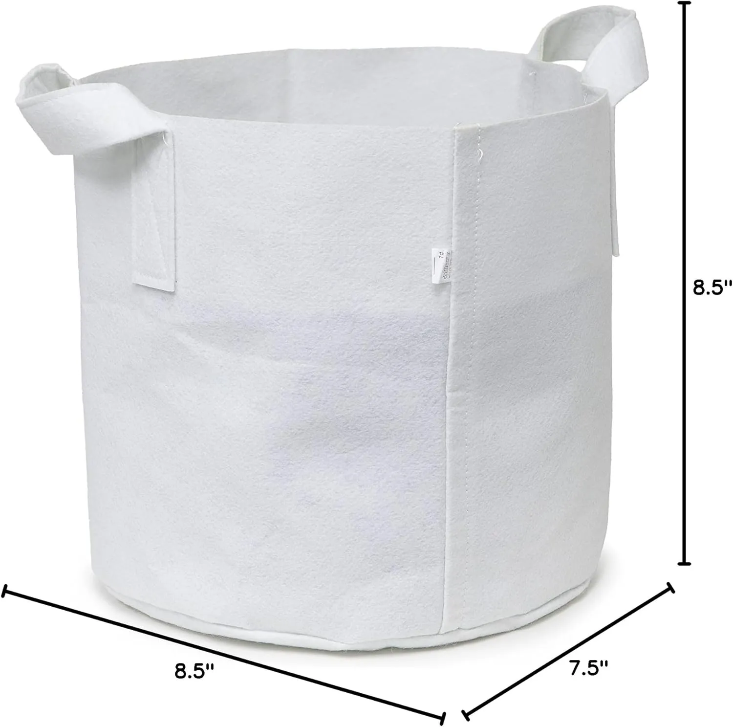 5-Pack 2-Gallon Aeration Fabric Pot/Plant Grow Bag w/Handles (260 GSM, White, 7.5H x 8.5D)