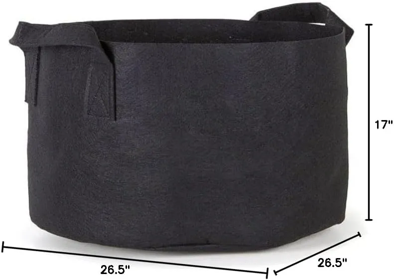 5-Pack 40-Gallon Aeration Fabric Pot/Plant Grow Bag w/Handles (260 GSM, Black, 17H x 26.5D)