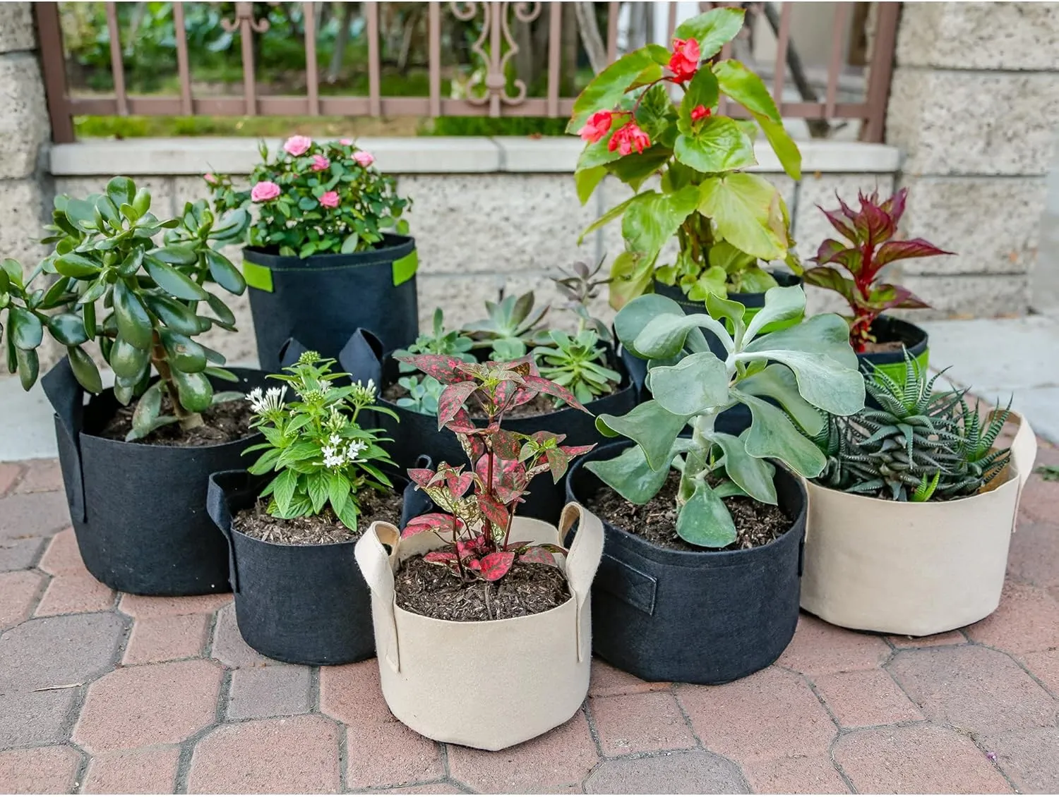 5-Pack 7-Gallon Aeration Fabric Pot/Plant Grow Bag w/Handles (260 GSM, Black, 12H x 13D)
