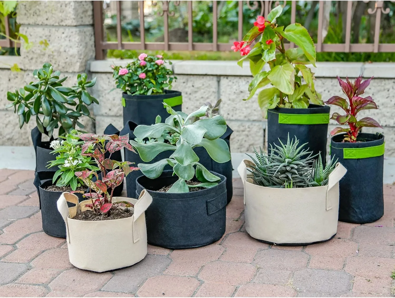 5-Pack 7-Gallon Aeration Fabric Pot/Plant Grow Bag w/Handles (260 GSM, Black, 12H x 13D)