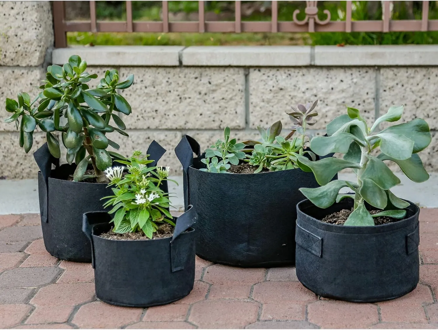5-Pack 7-Gallon Aeration Fabric Pot/Plant Grow Bag w/Handles (260 GSM, Black, 12H x 13D)