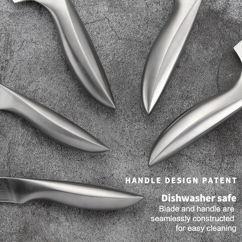 5 PCS Damascus Chef Knife Set, Ultra-Smooth Cutting Experience and Professional Grade Sharp, Kitchen Knife Set,Handle Ergonomic Design,9CR18MOV High Carbon Stainless Steel,Dishwasher Safe