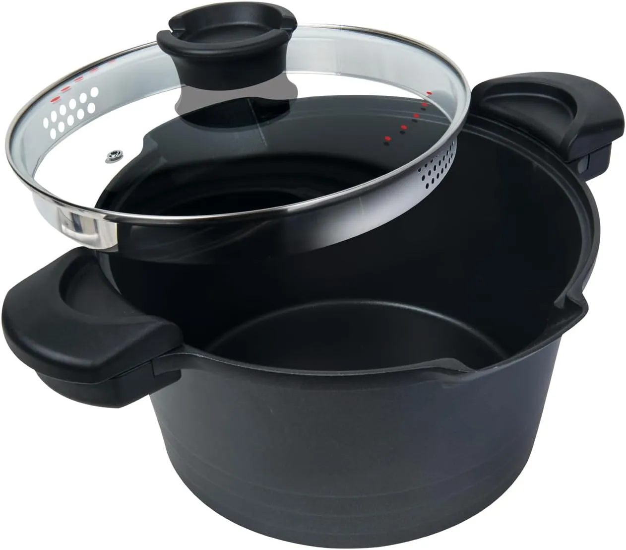 5 QT. Non-Stick Stock N’ Pasta Pot w/ Locking Handles and Easy Pour Strainer, 9”