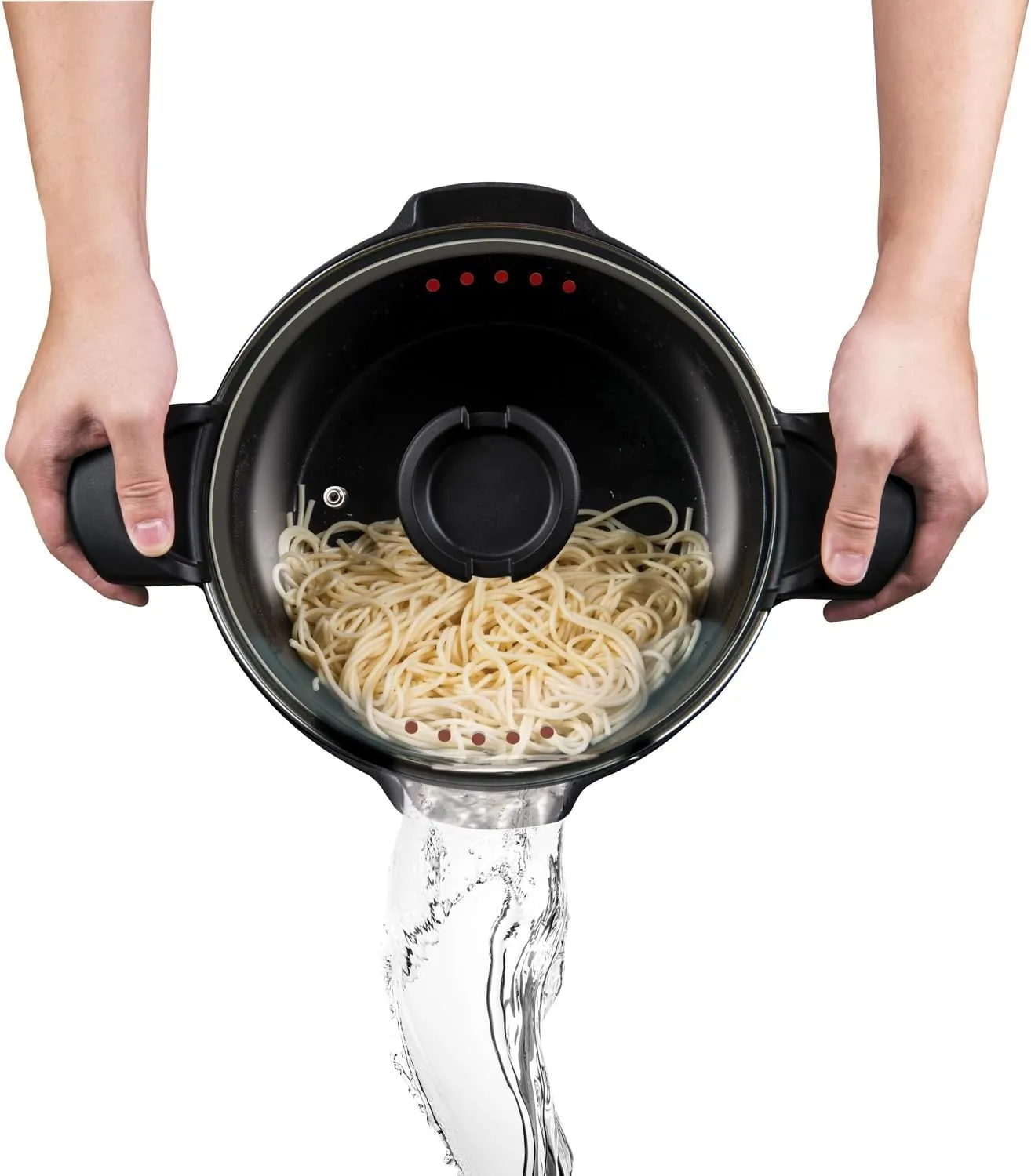 5 QT. Non-Stick Stock N’ Pasta Pot w/ Locking Handles and Easy Pour Strainer, 9”