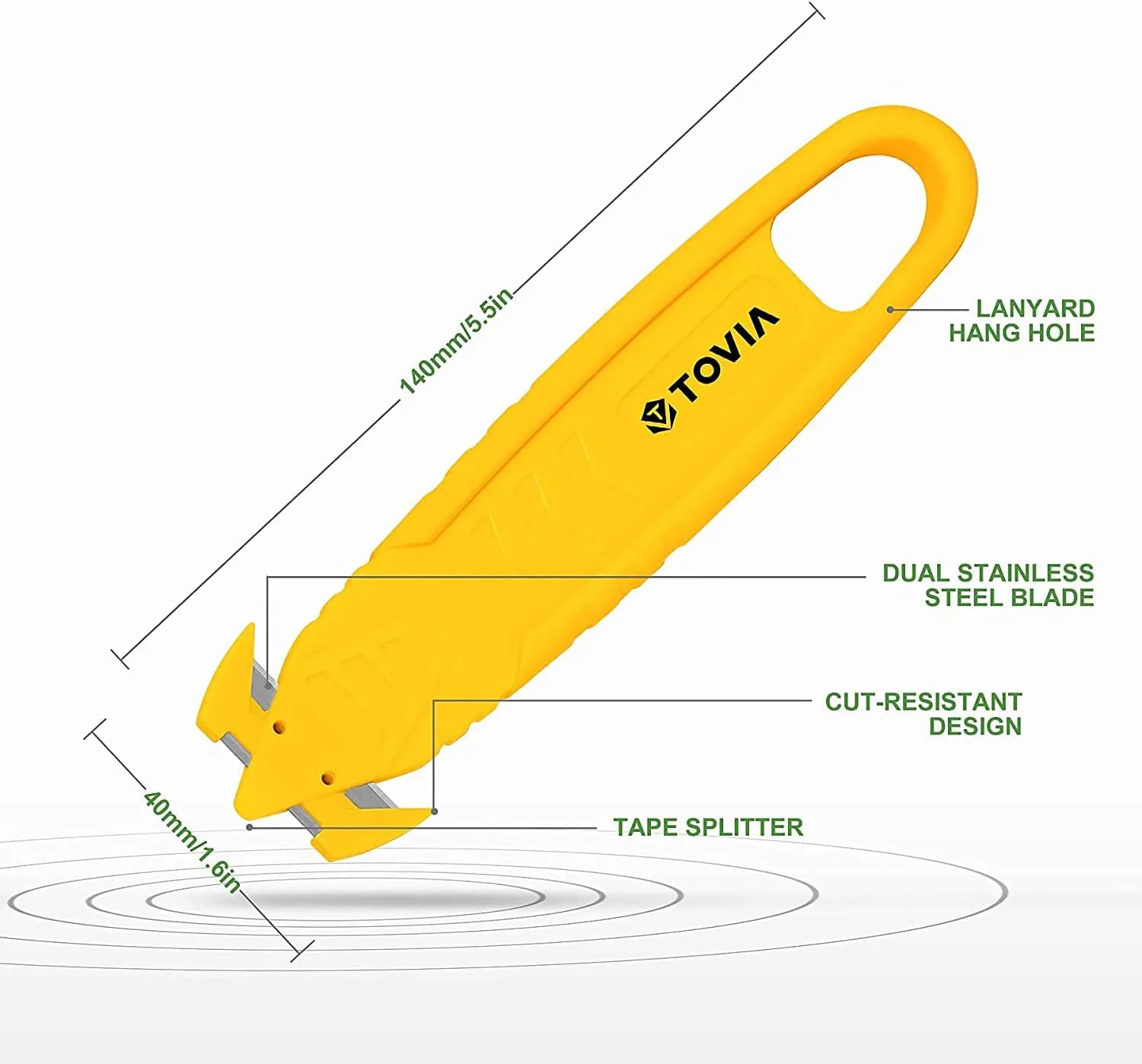 50 Pcs Safety Box Cutter T TOVIA Knife of Double-sided Recessed Concealed Blade, Cutter Stainless Steel Package Opener
